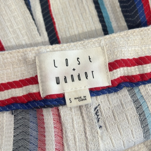 Lost + Wander Azul Stripe Lace High-Waist Shorts, size Small - Picture 6 of 12